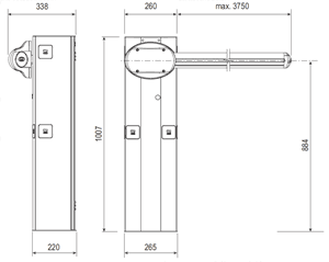 Шлагбаум GARD 3750 - габаритные размеры